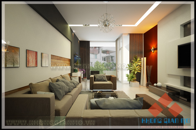Thiết kế nội thất biệt thự Phối cảnh 3D Phòng sinh hoạt chung Biệt thự Anh Đức - TP Tuyên Quang